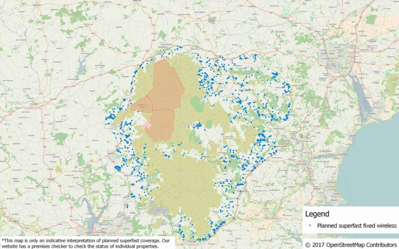 Map – National Parks: Dartmoor – Fixed Wireless Coverage