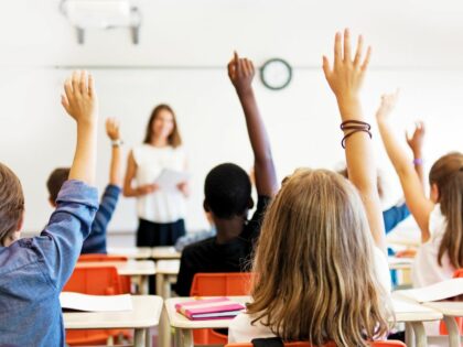 Primary school age children in their classroom