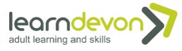 Logo with the words Learn Devon - adult learning and skills