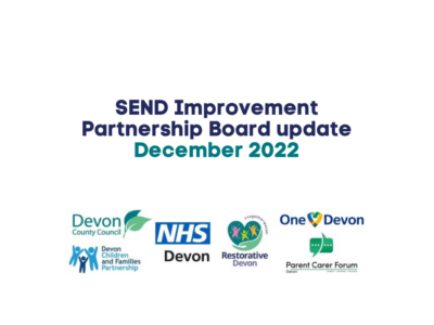 a graphic that announcing the SEND Improvement Partnership Board update for December 2022