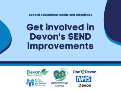 A graphic asking people to get involved in Devon's SEND improvements