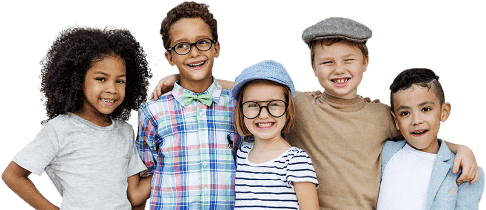 group of children smiling together