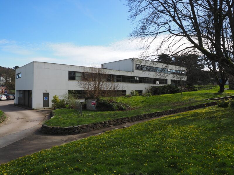 A community building with rooftop solar PV at Lescaze Offices (Listed Building Grade II) (Totnes Renewable Energy Society).